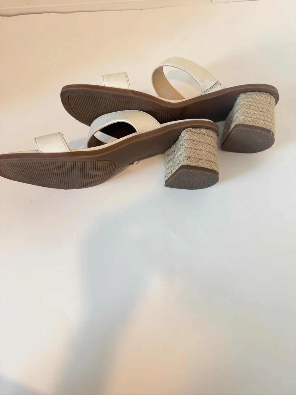 Sole Society Cream Double-Strap Block Heel Sandals